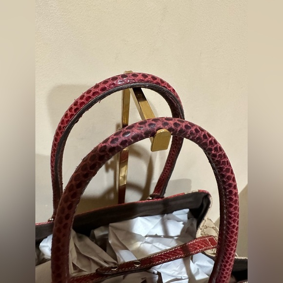 Gucci Canvas Beige/Red Python Trophy Tote - Picture 2 of 12